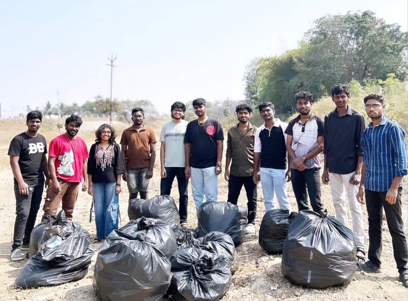 Volunteers at a community clean-up drive